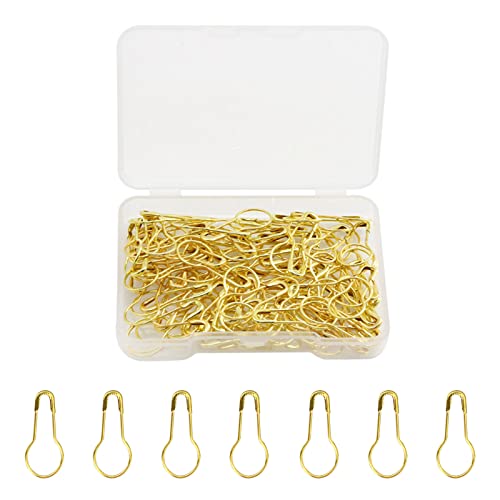 Sicherheitsnadeln Gold, Kleine Sicherheitsnadeln Glühbirnennadel/Kürbisnadel/Kalebash-Pin zum Stricken von Maschenmarkierern,Nähen,Kleidung,Basteln,mit Aufbewahrungsbox (120 Stück/Box) von keepsweat