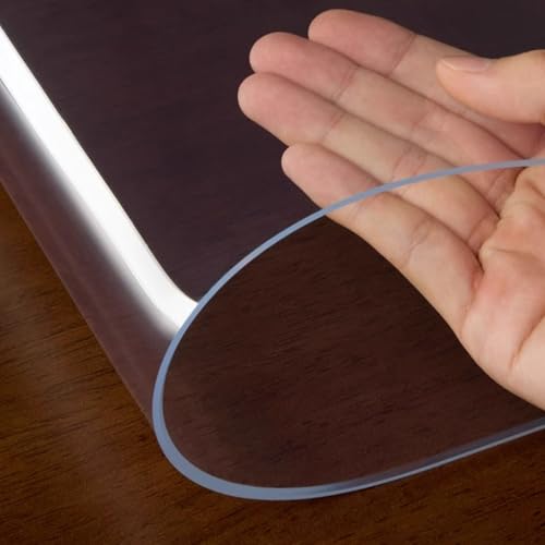 kefu01 Rechteckige Tischdecke Transparent,Hitzebeständiger Tischfolie Schutzfolie,Abwischbarer Tischschutz Folie,1.3mm Schutztischdecke Ohne Schrumpfung,für Küche,Esstisch (120x120cm/47x47in) von kefu01