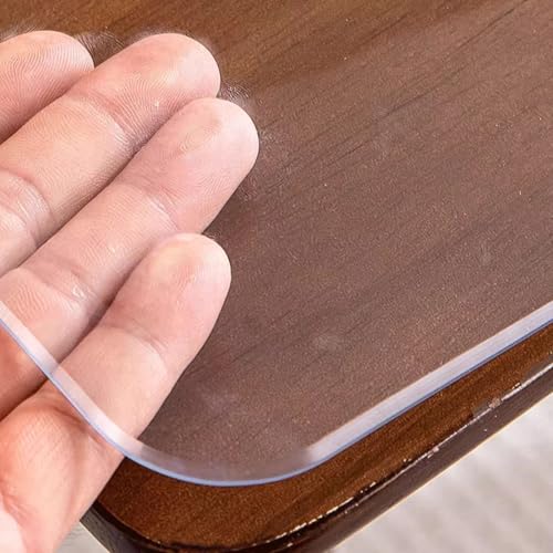 kefu01 Strapazierfähiger 1.5mm Tischdecke Transparent,PVC Tischschutz,Schutzfolie mit Abgeschrägter Kante,Wasserdichter Schutztischdecke,Tischfolie für Kommoden,Kaffee Esstische (80x170cm/31x67in) von kefu01