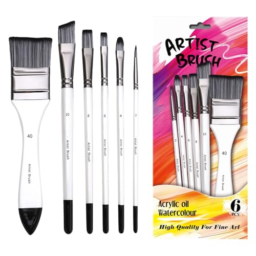 keloppasit Aquarell-Pinsel-Set, weiches Aquarell-Pinsel-Set, 6 x professionelle Kunstpinsel-Set, Malzubehör für Wasserfarbe, Gouache, Tinte, Öl von keloppasit