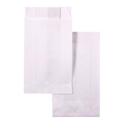 kgpack 100 Papiertüten Weiß Beutel Kraftpapiertüten 8 x 15 cm Kraftpapier Tüten Klein Papiertüte Verpackungstüten Papier Tüte Samentüten Geschenktüten Pergamintüten Brottüten Adventskalender DIY von kgpack