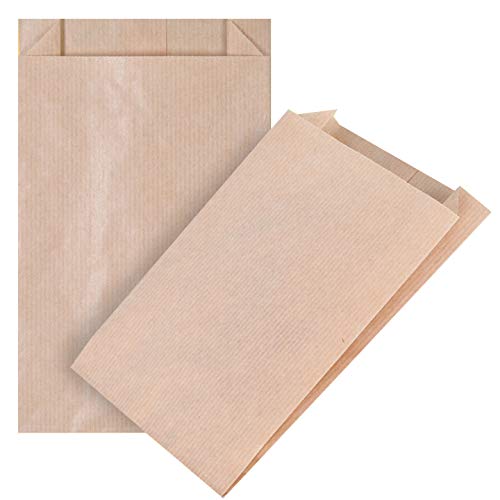 kgpack 100 Papiertüten klein 12 x 20 cm Braun Kraftpapier Tüten zum befüllen Tüte braune Pergamintüten Brottüten Kraftpapiertüten Papiertütchen kleine Papier Packpapier Butterbrottüten Samentüten von kgpack