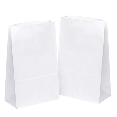 kgpack 50 Papiertüten groß 31x19x10 cm Weiß Kraftpapier Tüten zum befüllen Tüte braune Brottüten Kraftpapiertüten Papiertütchen Papier Adventskalender Packpapier Butterbrottüten Geschenktüten kleine von kgpack