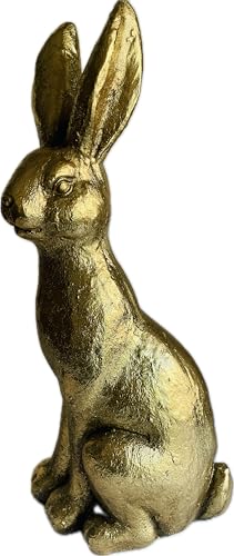 khevga Osterhase Gold 42 cm – Osterdekoration Gold aus Fiberglas – Edle Tischdekoration Ostern – Goldene Osterdeko für Wohnzimmer, Büro & Feste von khevga