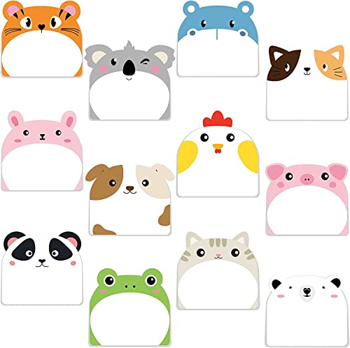 12pack Haftnotizen,Kleine Haftnotizen Kinder,Haftnotizen Klebezettel,Kawaii Schulsachen,Notizblock Klein,TierföRmiger Haftnotizblock Ideal FüR BüRo,Kinder,Studenten,Etikettengeschenke (Stil 1(12pcs)) von kiimiipa