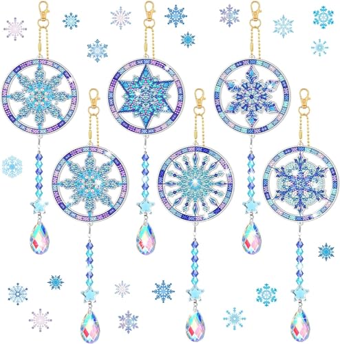 kiimiipa 6pc Weihnachten Diamond Painting Weihnachten,Diamond Painting SchlüSselanhänger,5D Doppelseitige Diamantmalerei Winter Diamond Painting Anhänger Wind Glocke HäNgende DiamantzubehöR (Blau) von kiimiipa