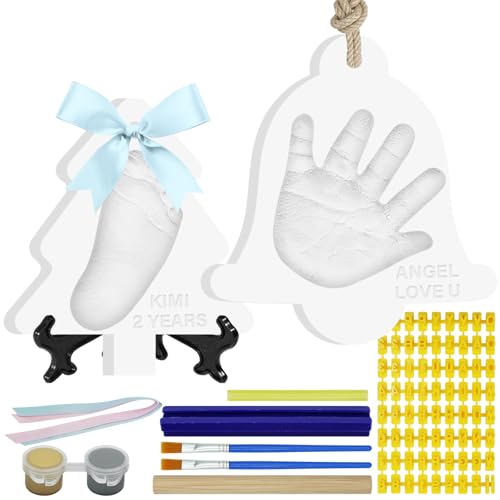 kimitimi Baby Handabdruck Fußabdruck Andenken Ornament Kit Macht 2, Neugeborene Neue Mutter & Dusche Geschenke DIY Ton Baby Handabdruck Ornament Kit Haustier Hund Katze Pfotenabdruck Ornament Kit von kimitimi