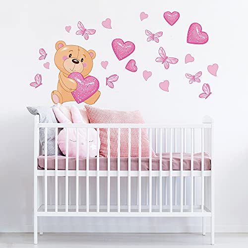 kina - R00011 Wandaufkleber Kinder Ökologisch und Hypoallergen Weicher Stoffeffekt Neu positionierbar Babybär Wanddekoration Schlafzimmer Kindergarten Selbstklebende Tapete - Messen 42x30 cm von kina