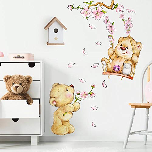 kina - R00154 Wandaufkleber Kinder Ökologisch und Hypoallergen Weicher Stoffeffekt Neu positionierbar Babybär Wanddekoration Schlafzimmer Kindergarten Selbstklebende Tapete - Messen 42x30 cm von kina