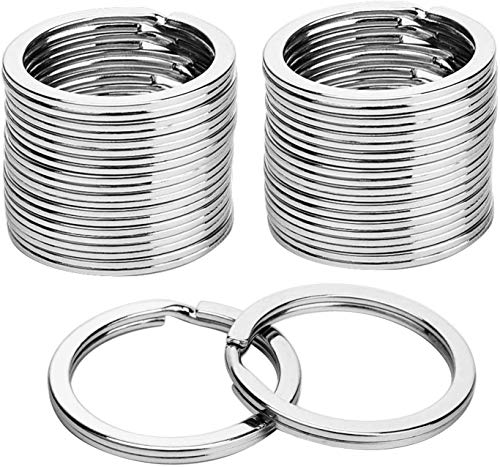 KINGFOREST 100 flache Schlüsselringe, 3,1 cm, Metall-Schlüsselanhänger-Ringe, flacher Ring für Zuhause, Auto, Büro von kingforest