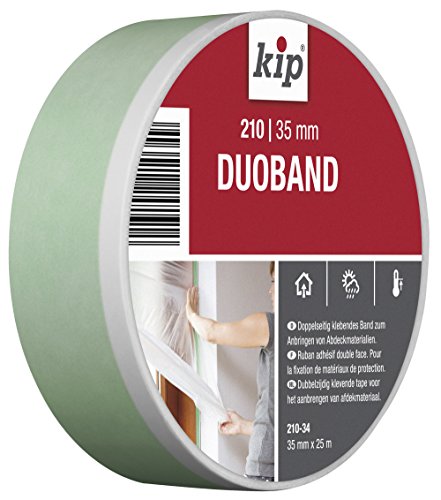 Kip 221641 Doppelseitiges Klebeband, 210–34, Weiß/Gelb, 35mm x 25m von kip