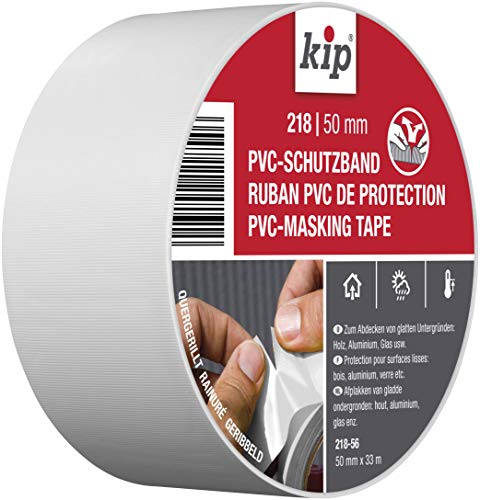 Kip Tape 218-13 Schutzband – Quergerilltes Abklebeband aus PVC zum Schutz glatter Untergründe – Selbstklebendes Klebeband zum Streichen & Lackieren – 50mm x 33m von kip