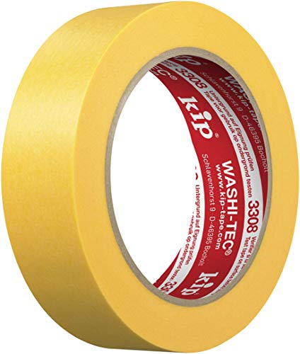 kip WASHI-TEC Goldkrepp - Klebeband 30 mm x 50 m - Sehr Dünnes Klebeband für Innen & Außen - Scharfe Farbkanten ohne Unterlaufen - Hohe Klebkraft von kip