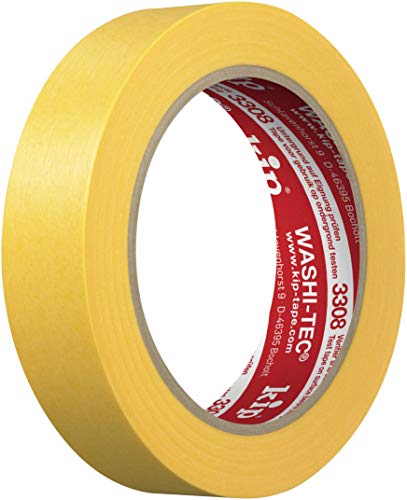 kip WASHI-TEC Goldkrepp - Klebeband 24 mm x 50 m - Sehr Dünnes Klebeband für Innen & Außen - Scharfe Farbkanten ohne Unterlaufen - Hohe Klebkraft von kip