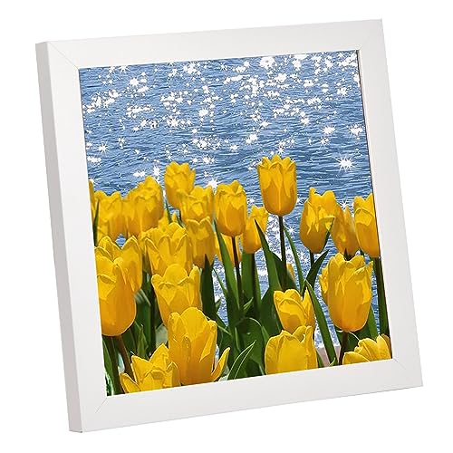 kissral DIY Diamond Painting Set Full Handgefertigtes Tulpen 5D Diamantgemälde, das für die Dekoration von Wohn- und Schlafzimmern Verwendet Werden Kann, Gerahmt, 30 cm * 30 cm(Gelb) von kissral