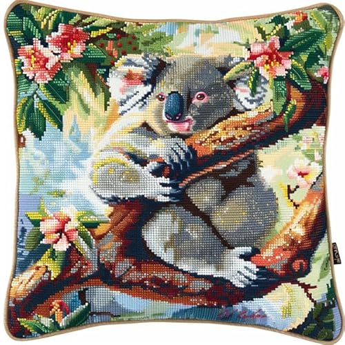 kitphoenix Knüpfkissen Set Koala 3D Handgemachte Geschenke Knüpfteppich für Kinder und Erwachsene Knüpfset 43cm X 43cm von kitphoenix