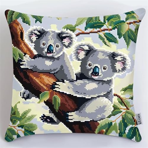 kitphoenix Knüpfkissen Set Koala 3D Handgemachte Geschenke Knüpfteppich für Kinder und Erwachsene Knüpfset 43cm X 43cm von kitphoenix