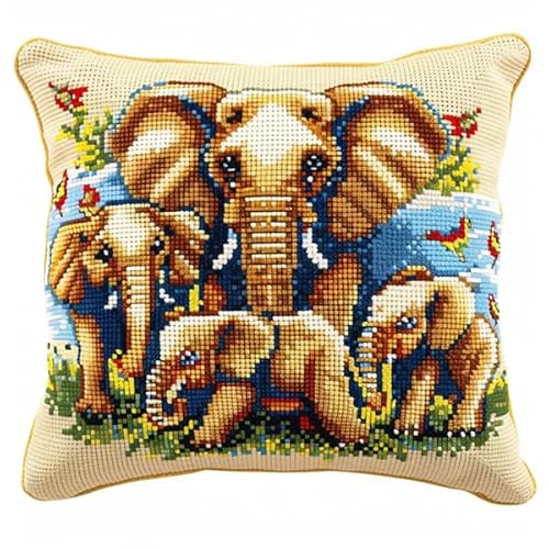 kitphoenix Knüpfkissen Zum Selber Knüpfen Knüpfen Set Knüpfteppiche Set Elefant 3D Handgemachte Geschenke Knüpfteppich für Kinder und Erwachsene Knüpfset 43cm X 43cm von kitphoenix