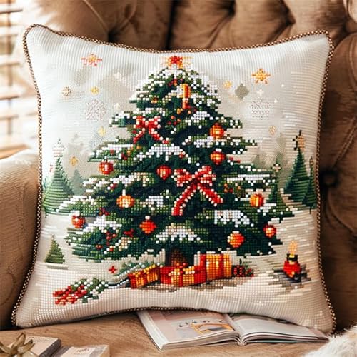 kitphoenix Knüpfkissen Zum Selber Knüpfen Knüpfen Set Knüpfteppiche Set Weihnachtsbaum 3D Handgemachte Geschenke Knüpfteppich für Kinder und Erwachsene Knüpfset 43cm X 43cm von kitphoenix