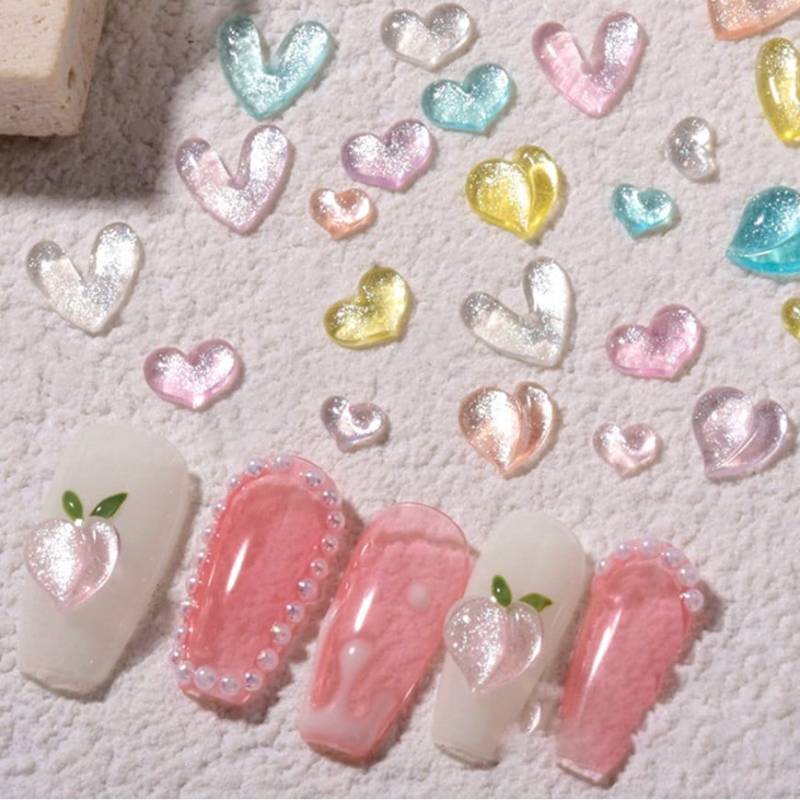 10 Stück Bunte Herz Nagel Charms, Nail Art Dekoration von kittynailcharm