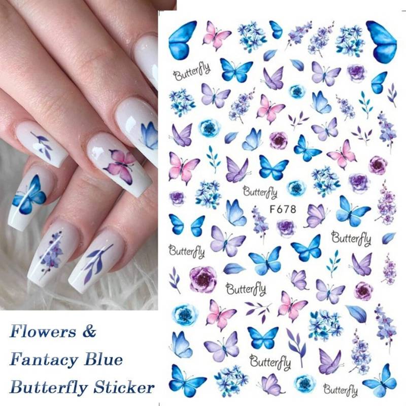 3D Design Nail Stickers Selbstklebende Art Aufkleber Verschiedene Blumen Schmetterling von kittynailcharm