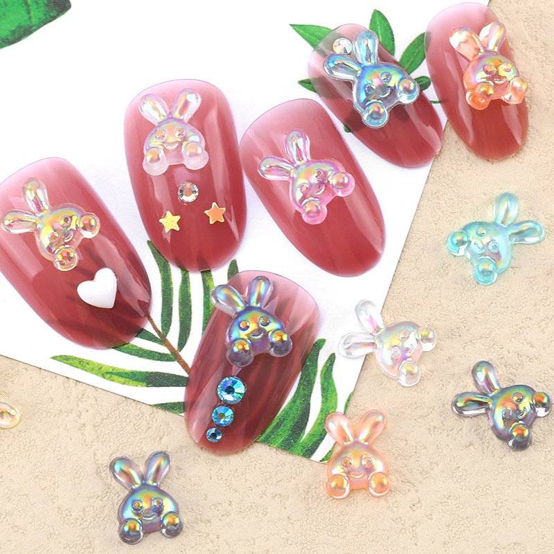 5 Stück Hase Schwan Anhänger Für Acrylnägel, Resin Nagel Dekoration von kittynailcharm