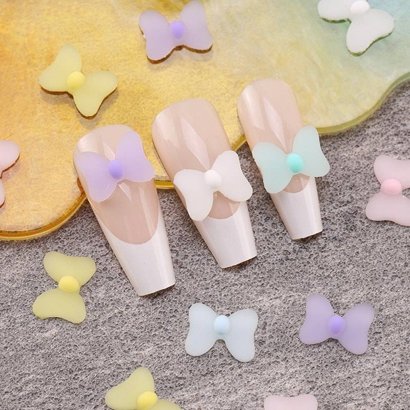 5 Stück Mattierte Fliege Anhänger, Bogen Nagel Dekoration, Nail Art Charm von kittynailcharm