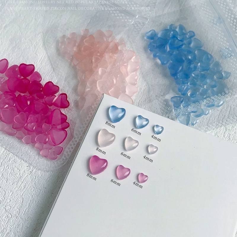 50 Stück Herz Acryl Wechsel Nagel Charms, Nail Art Harz Dekoration von kittynailcharm