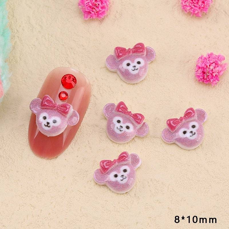 5x Nail Art Charms, Haarklammer Resin Bär Nagel Dekoration, Schleife Charms von kittynailcharm