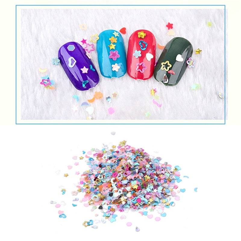 Kleiner Bling Stern, Herz, Blume Glitzer Für Nailart, Nageldekoration, Formenmix von kittynailcharm