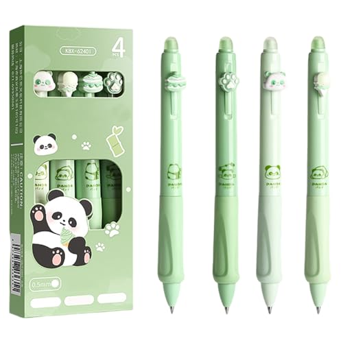 kitudaty Panda Radierbarer Kugelschreiber Stifte Set, 4 Stück Kugelschreiber Radierbarer, Radierbare Stifte zum Wegradieren, Themen Panda, Eiscreme, Kuchen, Panda Pfote, Kugelschreiber Blau von kitudaty