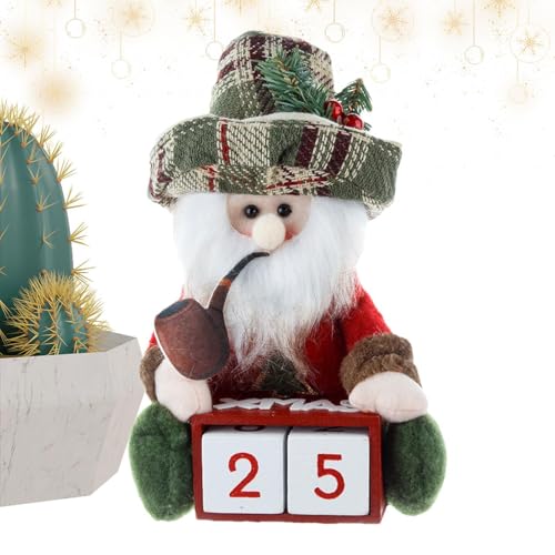 Santa And Snowman Designs Adventskalender 2024, Countdown-Kalender Aus Polyester Und Holz, Robuste Tischdekoration, Dekorative Tischdekoration 27 Cm Für Tische, Drinnen, Veranstaltungen, Mehrere von kivrimlarv