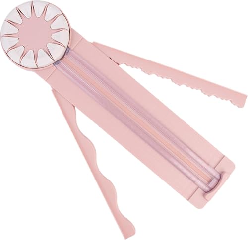 Paper Craft Kantenschneider, 12-in-1 Papierschneider, Papierkantenschneider, multifunktionale Papierschneidemaschine mit Messungen für Scrapbooking, Fotokarte, Geschenkverpackung (Rosa) von kjsdsss