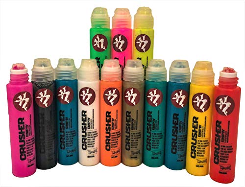 klamottenstore Graffiti Stifte Squeezer Marker Kunst Hobby Gestaltung farbintensiv hochdeckend permanent wasserfest einzeln wiederbefüllbar mit austauschbarer Mine 30ml Inhalt (Orangenhaut) von klamottenstore