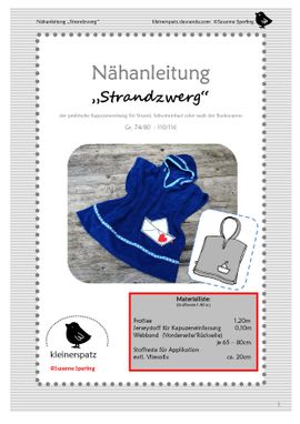 Hoodie Frottee Strandzwerg von kleinerspatz