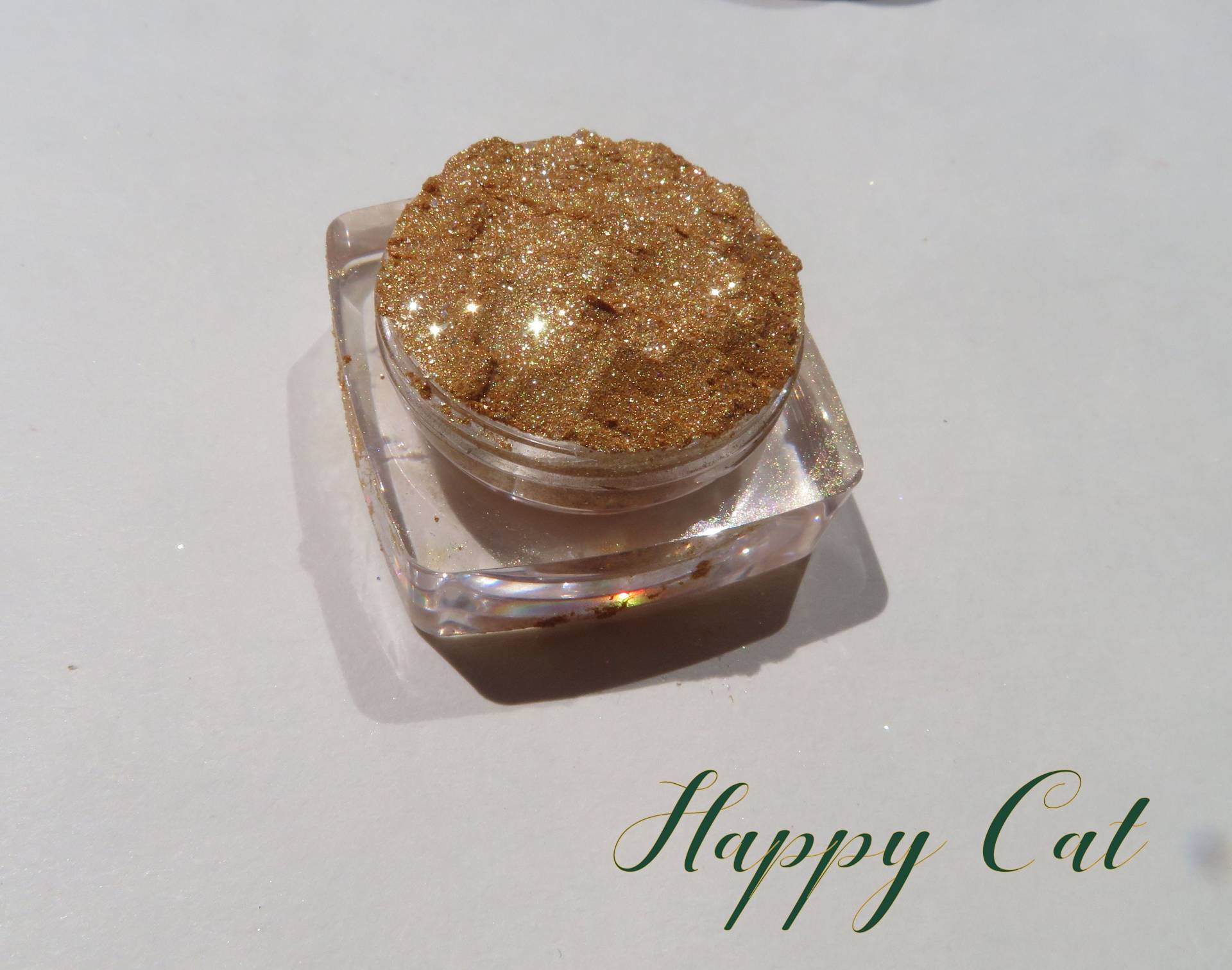 Happy Cat - Funkelnder Dunkler Goldschimmer-Mineral-Lidschatten, Lose Pigmente, Tierversuchsfreies Augen-Glitzer-Make-Up, Veganer Mineral-Lidschatten von kmms