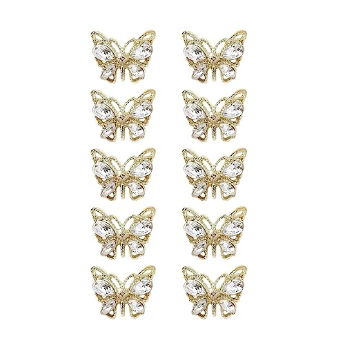 kmobruzy Kristall-Metall-Schmetterlings-Nagel-Charms, Gold-Silber, Schmuck, Kunst, Dekoration, DIY-Strasssteine, Teile, 3D-glänzende Legierung, Maniküre von kmobruzy