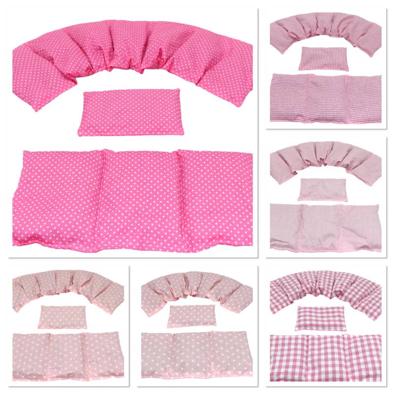 3 Er Set " 6 Designs 66 X17 cm Rosa Kl. Punkte Kirschkernkissen Körnerkissen Wärmekissen Xxl Nacken Schulter Dinkel Kältekissen von koernerkissen