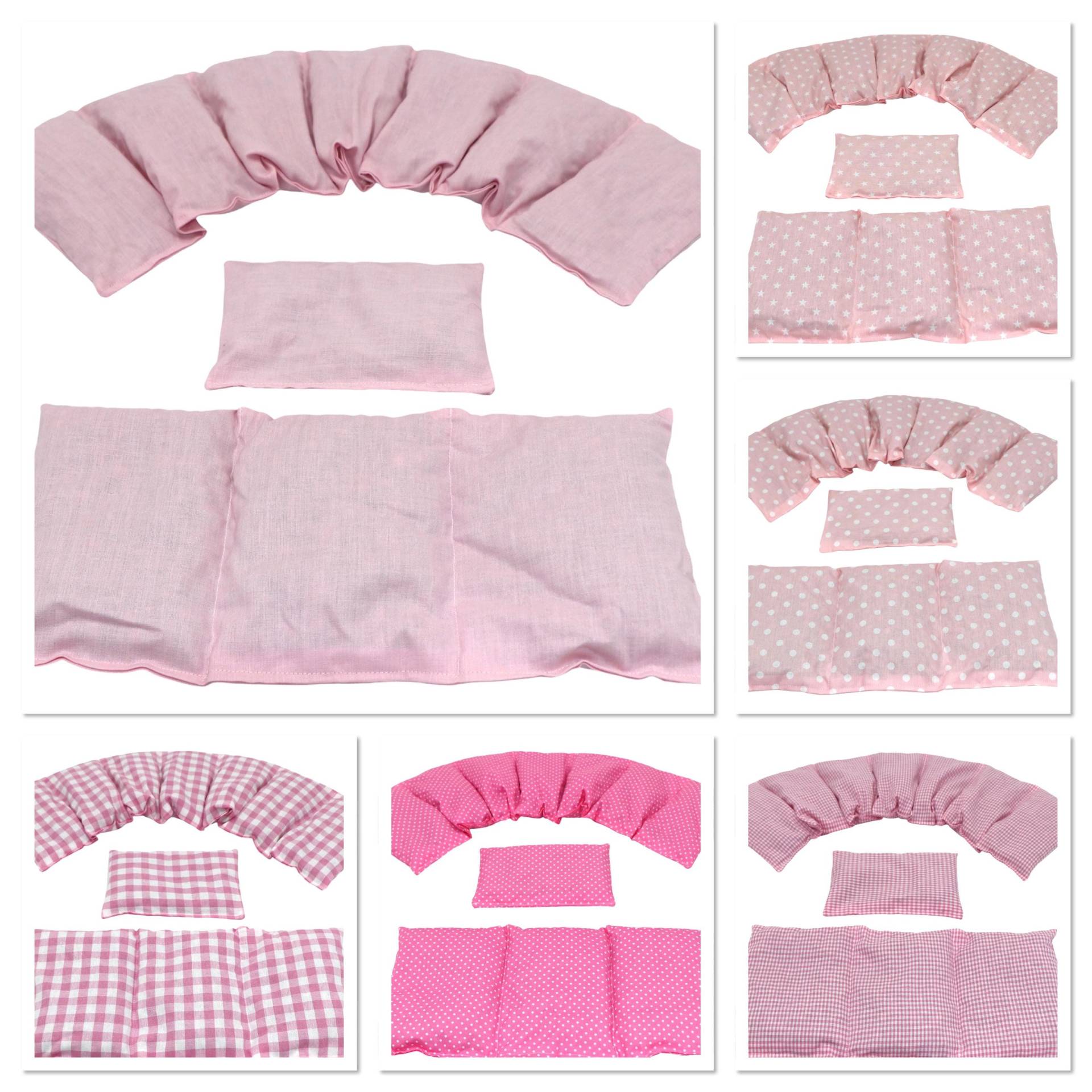 3 Er Set " 6 Designs 66 X17 cm Rosa Uni Kirschkernkissen Körnerkissen Wärmekissen Xxl Nacken Schulter Dinkel Kältekissen von koernerkissen