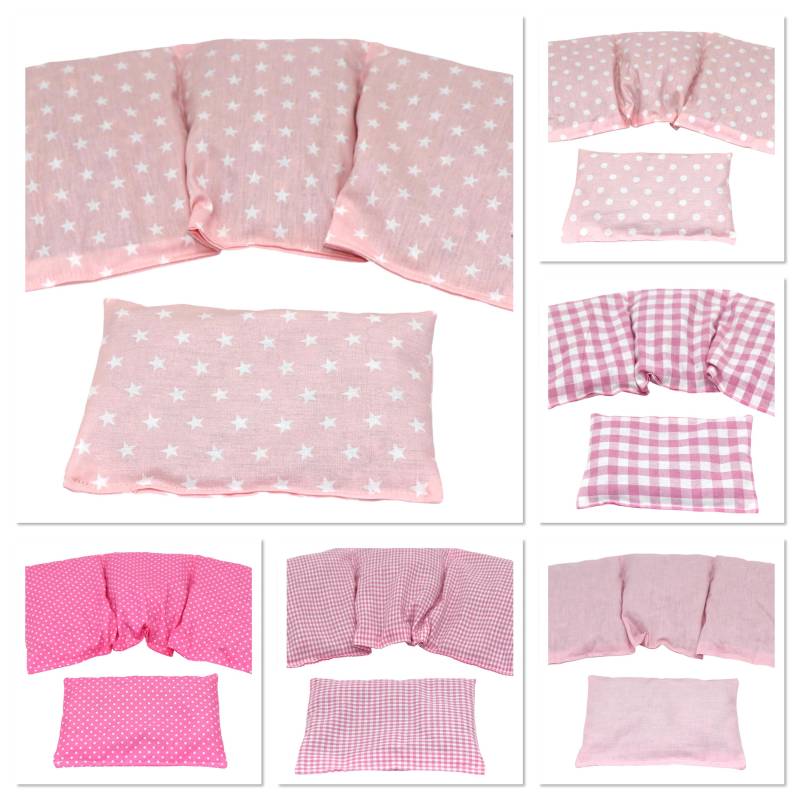 6 Designs 3 Kammer 2 Er Set 36 X 17 cm " Rosa Sterne Kirschkernkissen Körnerkissen Wärmekissen Xxl Weizen Dinkel Raps Trauben Kälte von koernerkissen