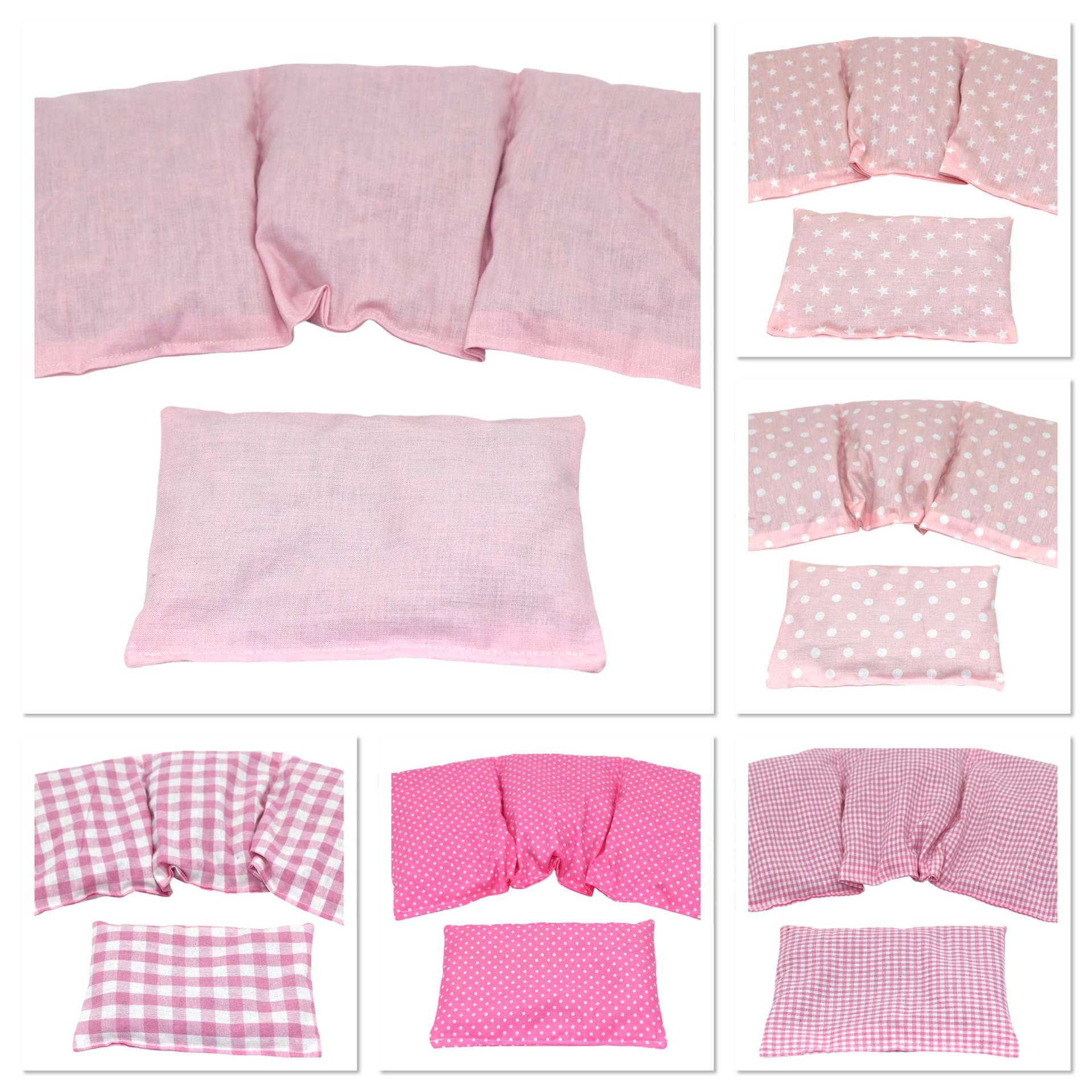 6 Designs 3 Kammer 2 Er Set 36 X 17 cm " Rosa Uni Kirschkernkissen Körnerkissen Wärmekissen Xxl Weizen Dinkel Raps Trauben Kälte von koernerkissen