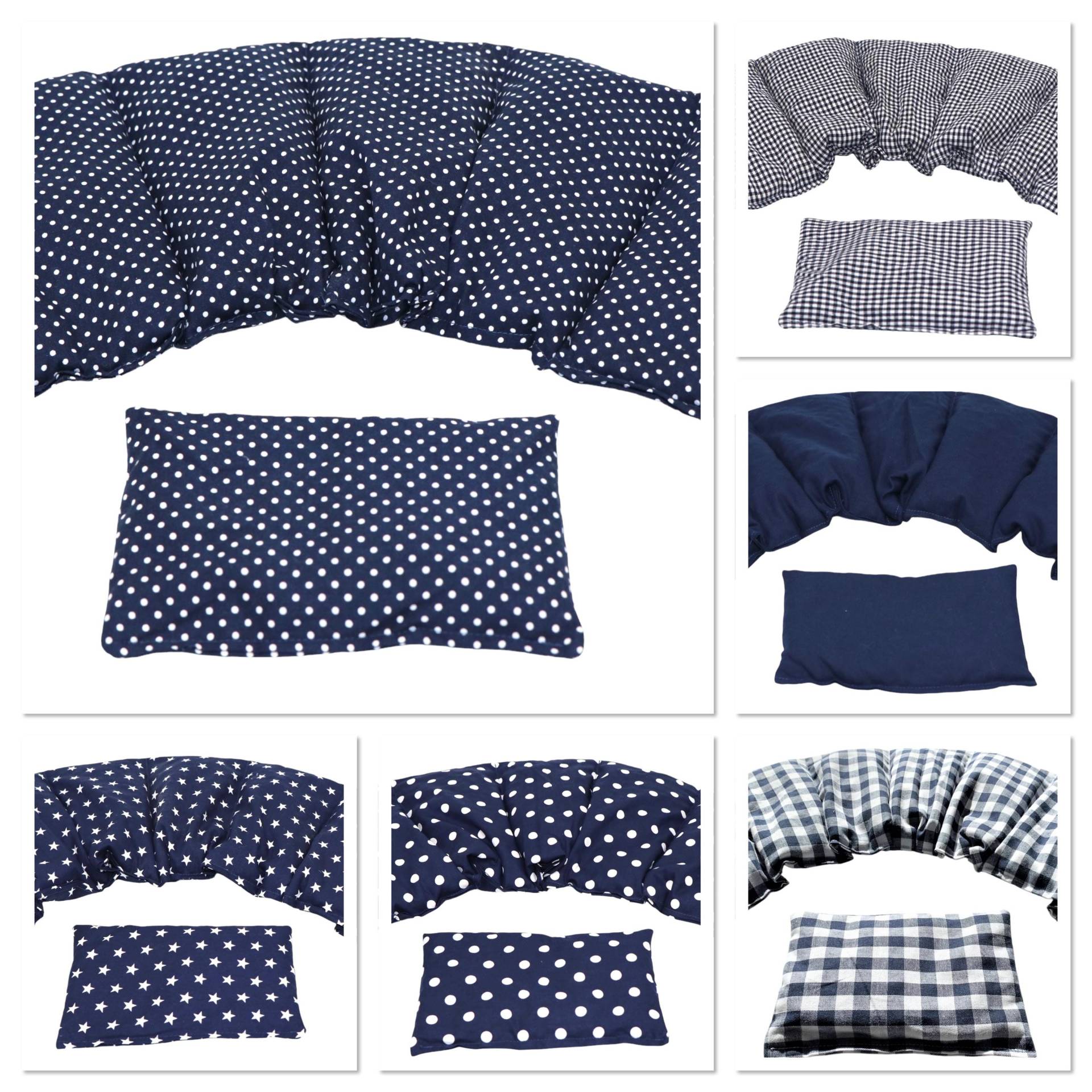 6 Designs 5 Kammer 2 Er Set 51 X 21 cm " Blau Kl. Punkte Kirschkernkissen Körnerkissen Wärmekissen Xxl Weizen Dinkel Raps Dinkelkissen von koernerkissen