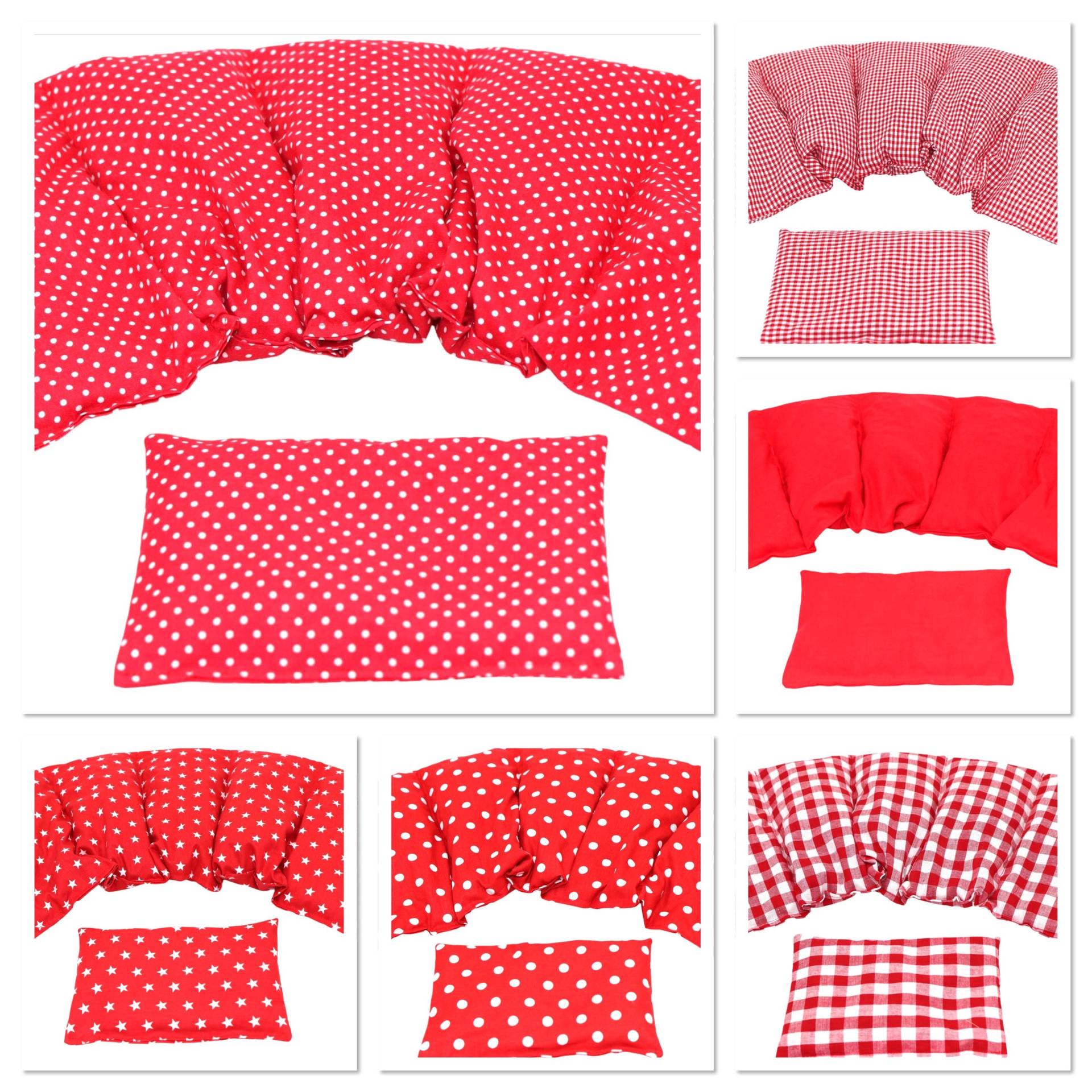 6 Designs 5 Kammer 2 Er Set 51 X 21 cm " Rot Kl. Punkte Kirschkernkissen Körnerkissen Wärmekissen Xxl Weizen Dinkel Raps Dinkelkissen von koernerkissen