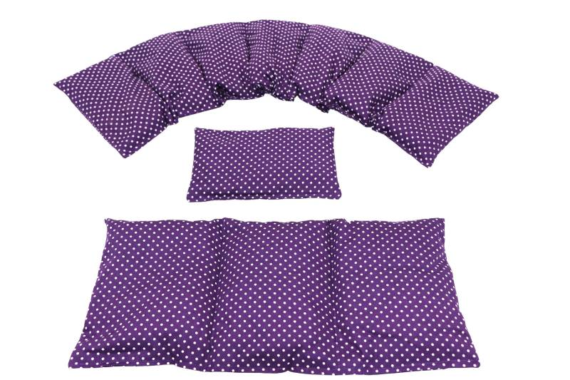 7 Kammer 3 Er Set 66 X17 cm " Lila Kleine Punkte Kirschkernkissen 6 Designs Körnerkissen Wärmekissen Xxl Weizen Dinkel Raps Trauben von koernerkissen