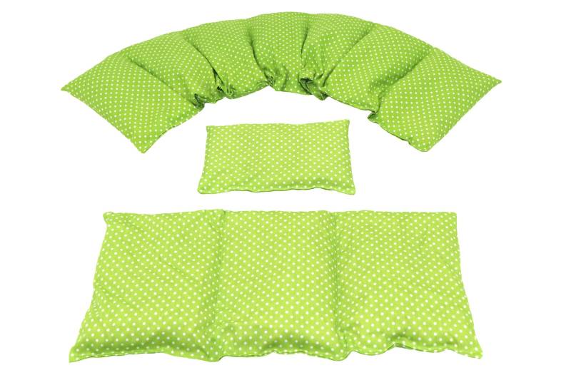 7 Kammer 3 Er Set 66 X17 cm " Lime/Grün Kleine Punkte Kirschkernkissen 6 Designs Körnerkissen Wärmekissen Dinkel Raps Trauben von koernerkissen