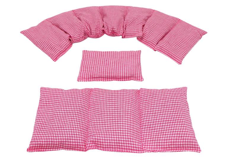 7 Kammer 3 Er Set 66 X17 cm " Pink Kleine Karo Kirschkernkissen 6 Designs Körnerkissen Wärmekissen Xxl Weizen Dinkel Raps Trauben von koernerkissen