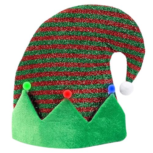 kokdid Fröhliche Elfenmütze mit Pompons Unisex Caps Hut Slouch Weihnachten Kopfbedeckung Baggy Hat Slouch Caps Mischievous Elves von kokdid