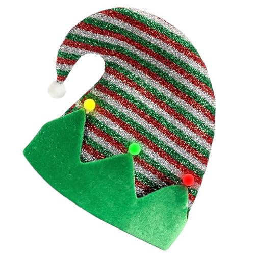 kokdid Fröhliche Elfenmütze mit Pompons Unisex Caps Hut Slouch Weihnachten Kopfbedeckung Baggy Hat Slouch Caps Mischievous Elves von kokdid