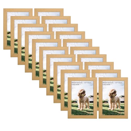 kollyseek 20er Set Bilderrahmen 10 x 15 cm aus MDF, Holz Fotorahmen Acrylglas Portraitrahmen,Wohnzimmer zum Stellen und Hängen- Wand- oder Tischaufsteller von kollyseek