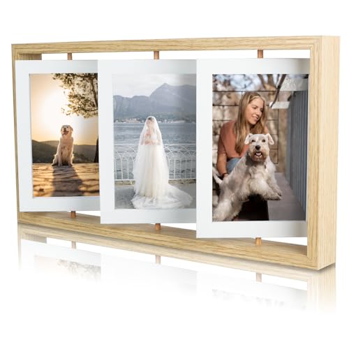 kollyseek Drehbarer Bilderrahmen 10x15 cm Fotorahemen,360°Drehbare Holz Bilderrahmen 6 Fotos zum Aufstellen Foto Geschenk für Geburtstag Hochzeit, Mädchen, Jungen, Freunde von kollyseek